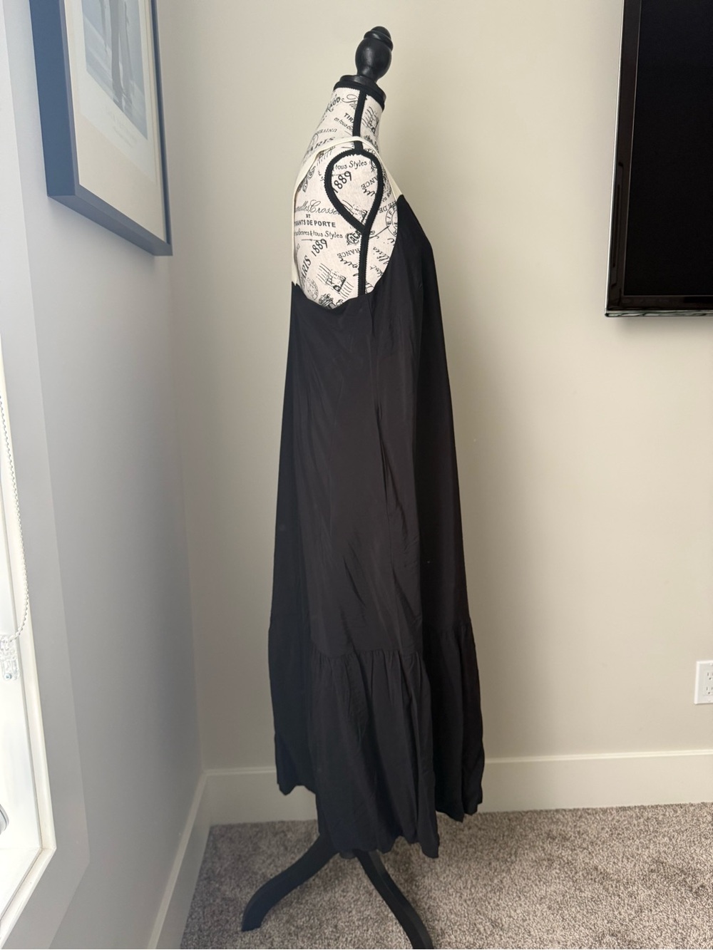 Reitmans Black Slip Maxi Dress with Ruffled Hem - Picture 7 of 11